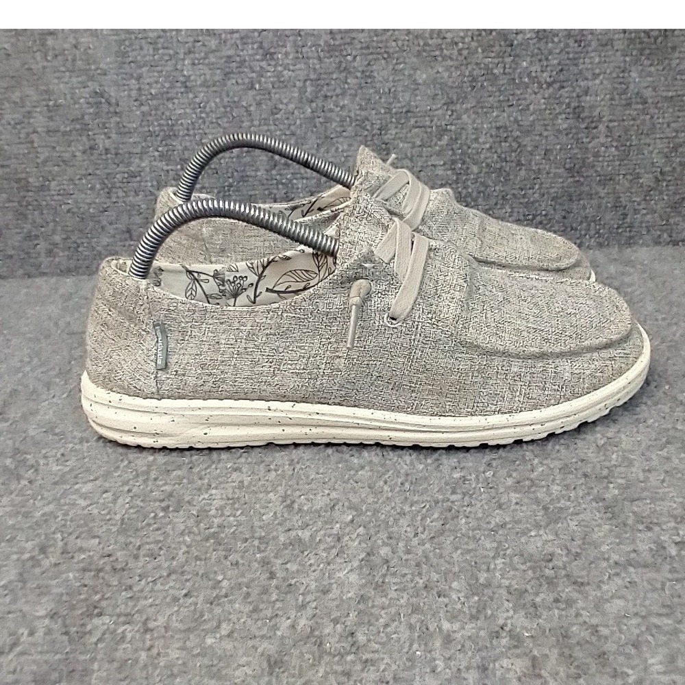 Hey Dude Wendy L Linen Shoes Women Size 11 Iron Grey Slip On Loafers 121533901